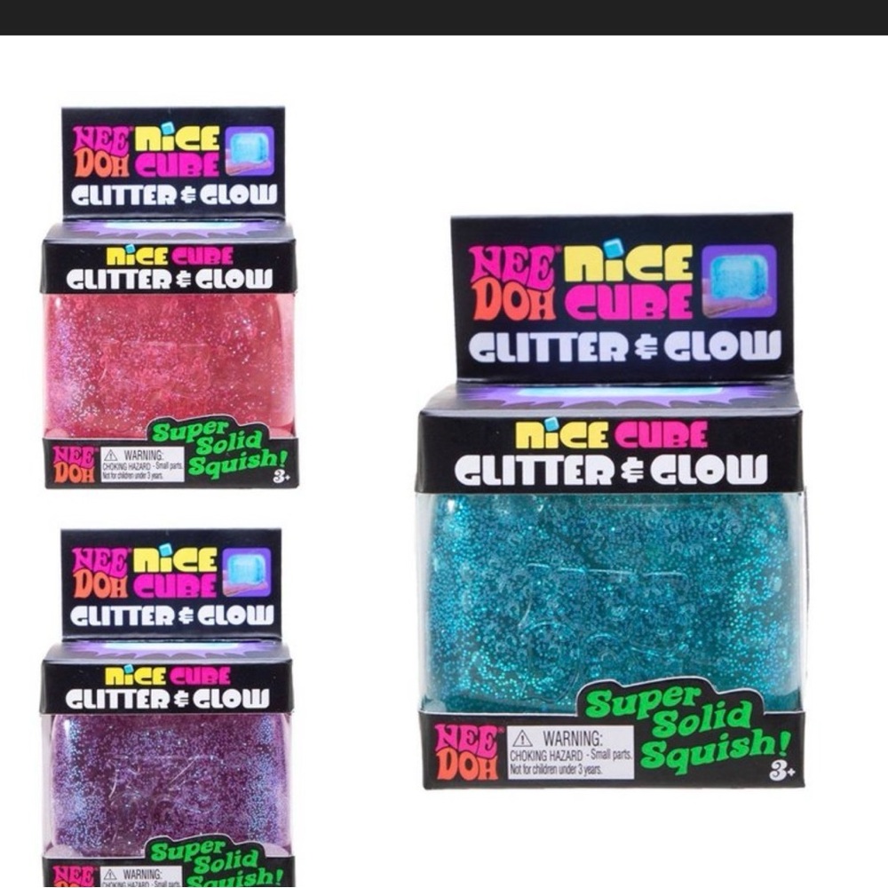 Cube Glitter & Glow Squish - Blue